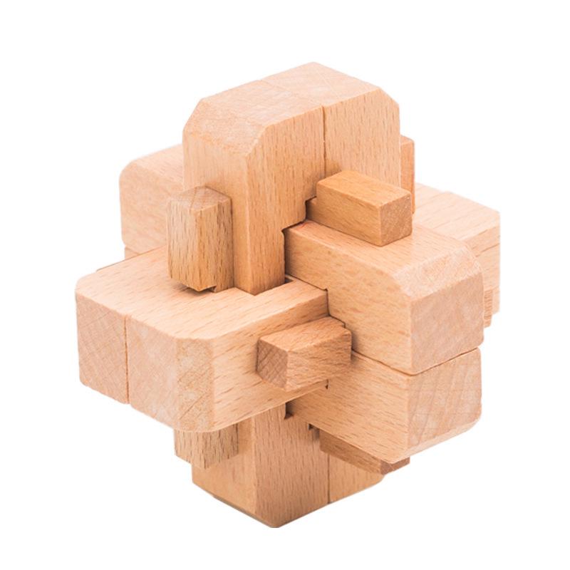 Beechwood Kongming Lock & Luban Puzzle Set for Kids - Wooden Mortise and Tenon Toy