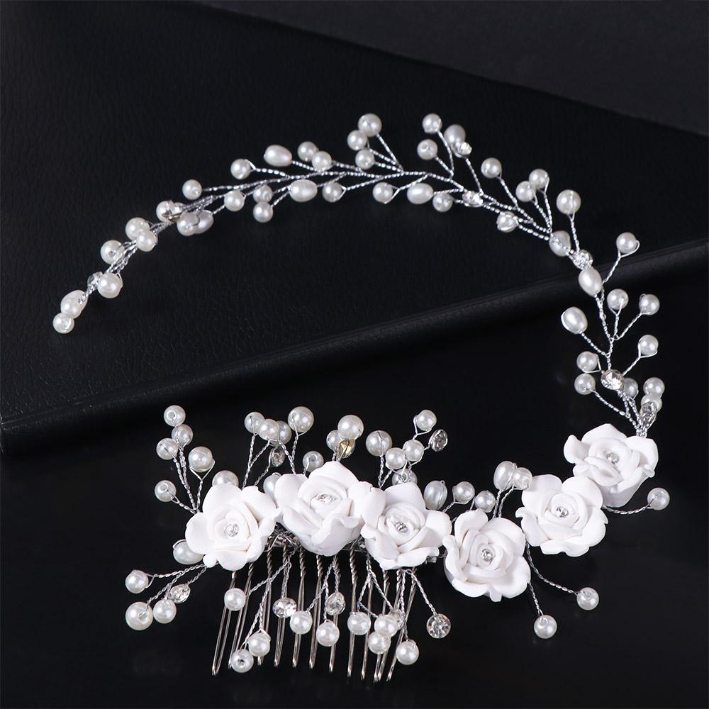 Exquisite Bridal Headwear Flower Pearl Wedding Headwear Fashion Bridal Headdress  Hair Accessories