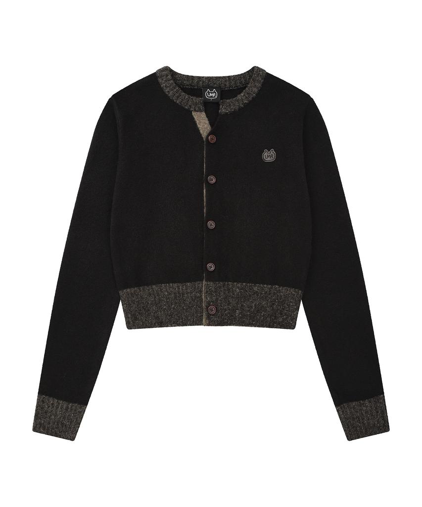 LMR Contrast Point Round Cardigan Black