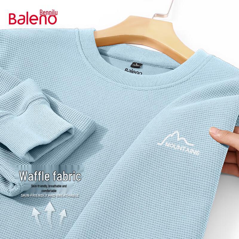 Baleno Men's Retro Waffle Knit Round Neck Sweatshirt