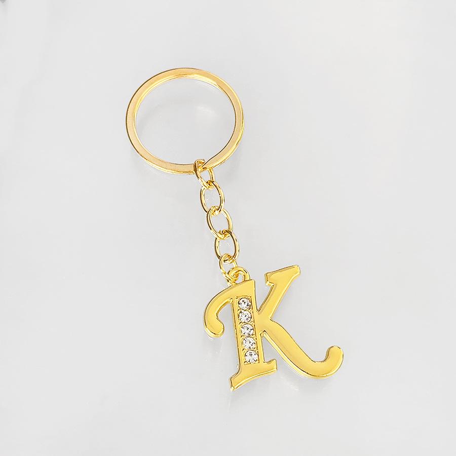 Creative Rhinestone Initials Metal Keychain – Korean Style Car Keyring Party Gift.