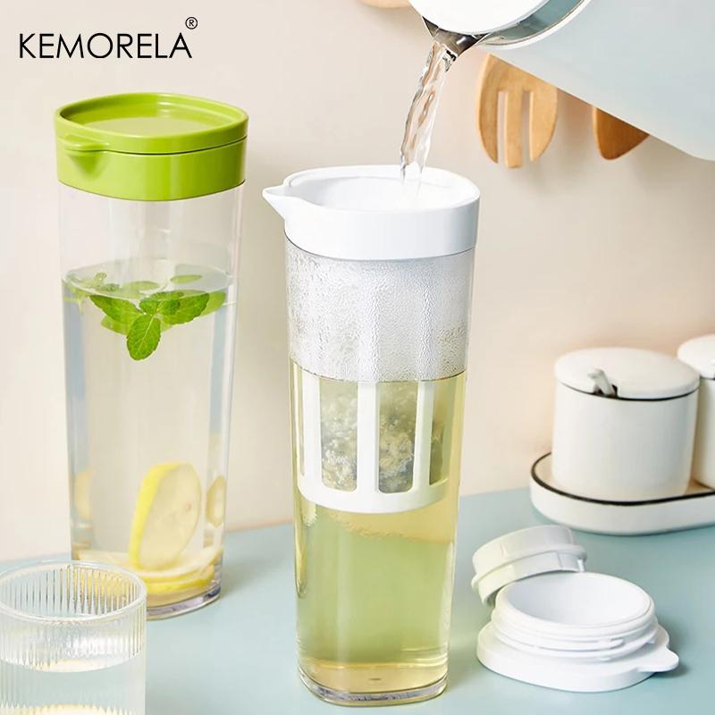 1 Stück 1100ml Tragbare Filterkaffeekanne Kühlschrank Kalt extrahierende Kaffeekanne Obst-Teeflasche mit Sieb Picknick Camping Getränk