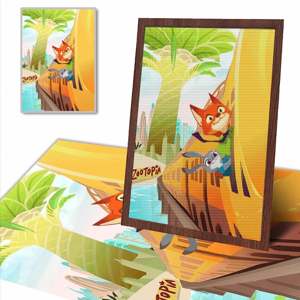 DIY Diamond Painting The Fox and The Rabbit Cross Stitch Kit Mosaic Art Diamond Painting Full Circle Diamond Home Decoration