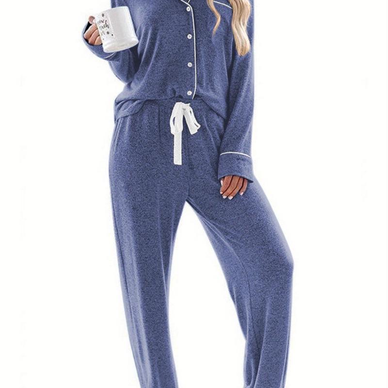 Women's Long-Sleeve Pajama Shirt - Casual Button-Down