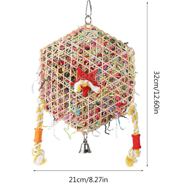 Y3NA Bird Toy Tearing Chewing Toy for Teeth Rattan Shredded Paper Cage Hanging Toy Pet Grinding Teeth Toy