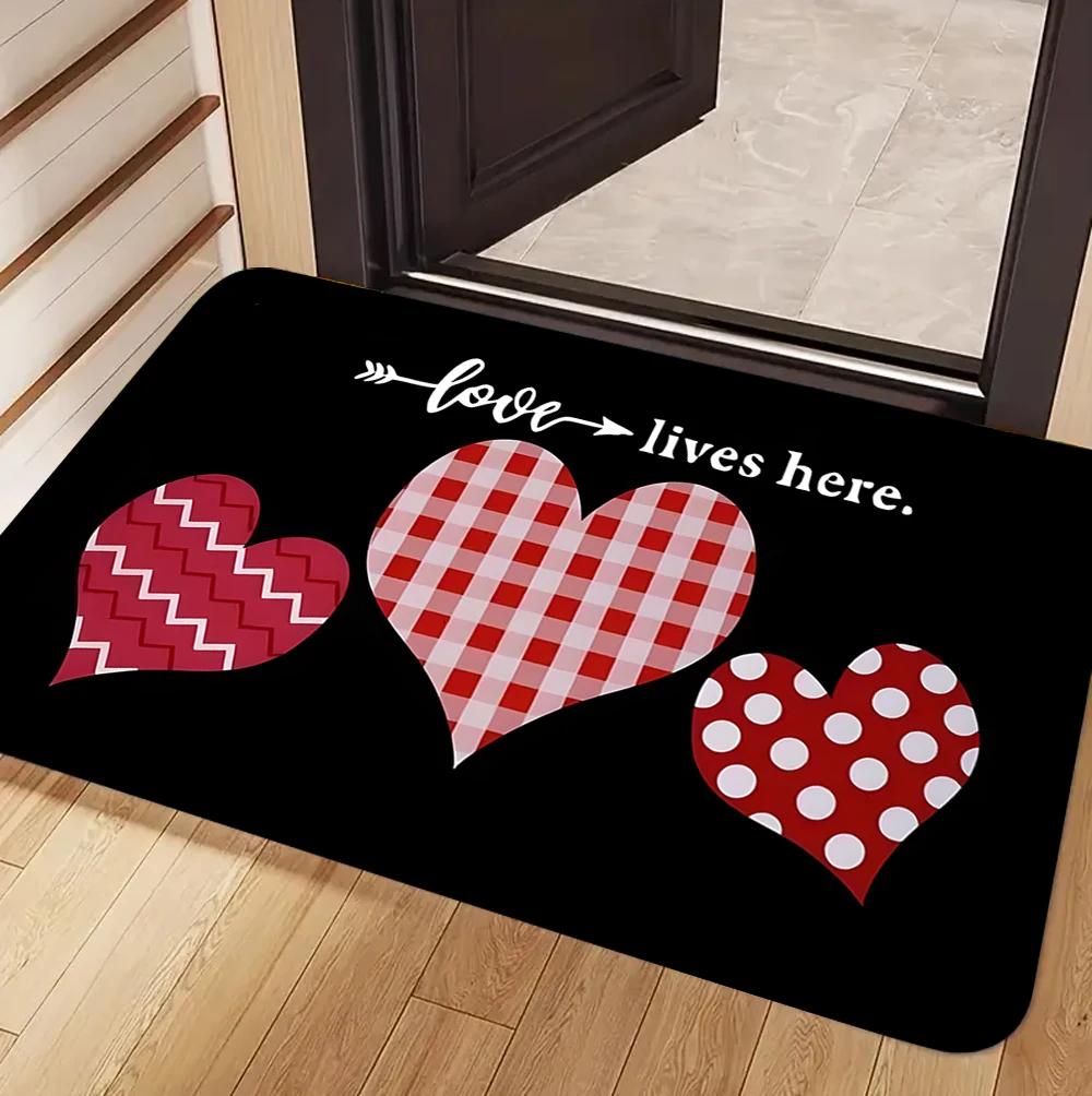 Love Heart Carpet Mat Rug Home Decoration Living Room Bedroom Modern Floor Decor Rugs Kitchen Mat Door Mat Home Welcome Mat