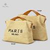 Women Fashion Letter Straw Shoulder Crossbody Bag Handwoven Pp Straw Handbag Casual Holiday Summer Beach Large Capacity Tote Bag