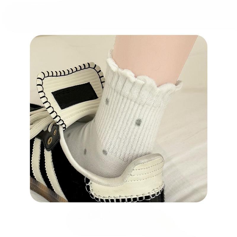 Female Autumn Wooden Ear Side Polka Dot Ballet Wind Tube Pile Socks