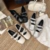 Fashion Hot Selling 2025 Matte Leather Ballet Flats Mary Janes Women's Shoes Low Heel Round Toe Rubber Sole Korean Style Slip-On Shoes