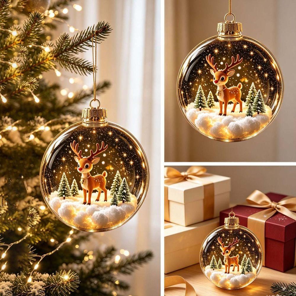 2D Flachmuster Weihnachtsbaumkugel-Schmuck Transparente Feiertagsbaum-Dekoration Geschenketausch