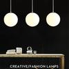 Modern Simple Single Head Milky White Glass Ball E27 LED Chandelier Living Room Dining Bedroom Kitchen Lighting