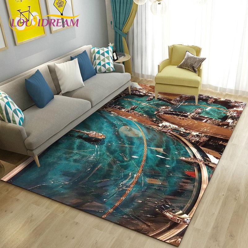 Teppich mit Schlagzeug, Musikinstrumenten, groß, Teppich für Wohnzimmer, Schlafzimmer, Sofa, Fußmatte, Küchendekoration, rutschfeste Bodenmatte für Kinder