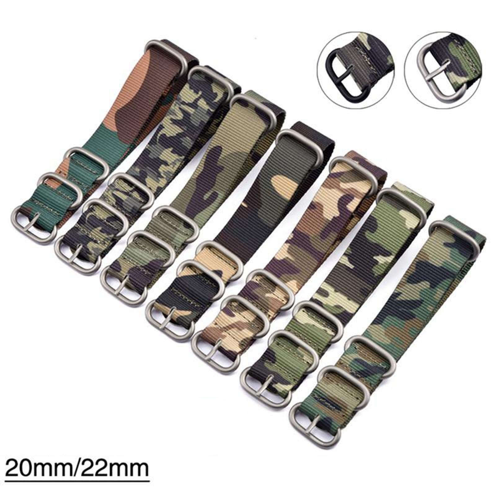 

Ремінець для годинника Камуфляж Нейлон 20 мм 22 мм Полотняний наручний браслет Чоловіки Жінки Кільце з нержавіючої сталі Пряжка Ремінець для годинника Ремінь Аксесуари 20mm
