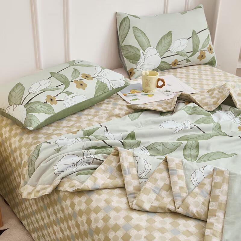 Jie Li Ya Pure Cotton Summer Quilt - Mu Yu Hua Kai Green