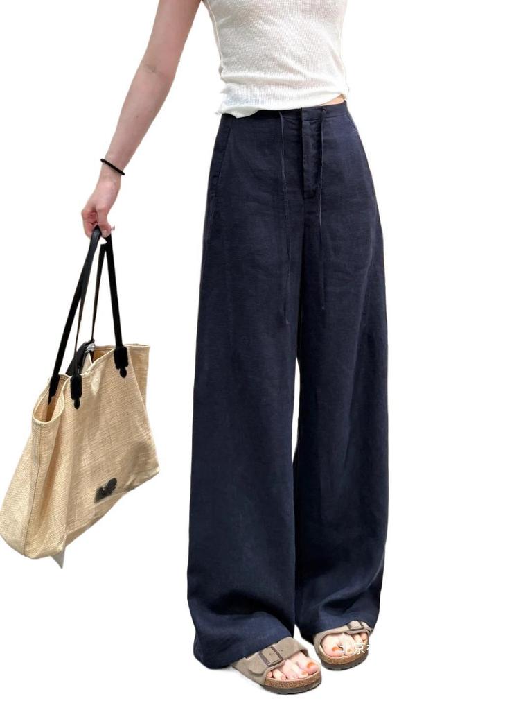 Summer's Popular Choice: Women's Loose High Waist Tie Linen Pants