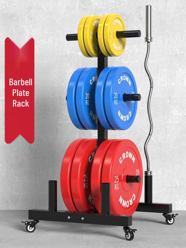 Mobile Barbell Plate and Olympic Bar Storage Rack for Home Fitness