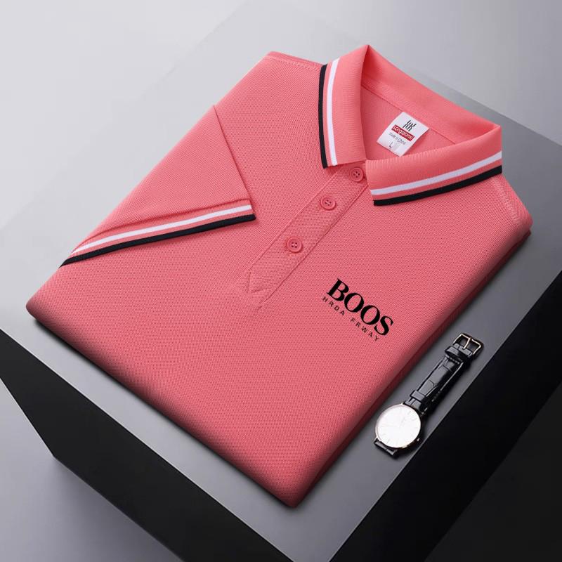Summer New Ice Ion Fiber Embroidered Polo Shirt with Polo Collar for Moisture Wicking and Sweatwicking