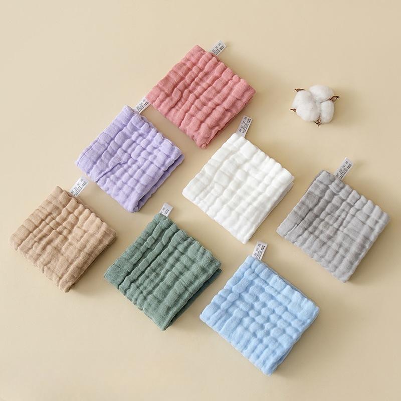 6 Layer 100% Soft Cotton Muslin Cloths for Baby Burp Solid Color Face Hand Towel Newborn Soft Gauze Squares Towel for Toddler