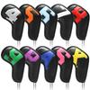 10Piece PU Leather Golf Iron Headcovers Set with Embroidered Number Tags ( 4-9 ASPX)  Durable Club Protection Accessories