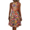 Bohemian Halter Neck Sleeveless A-line Dress with Colorful Spiral Print