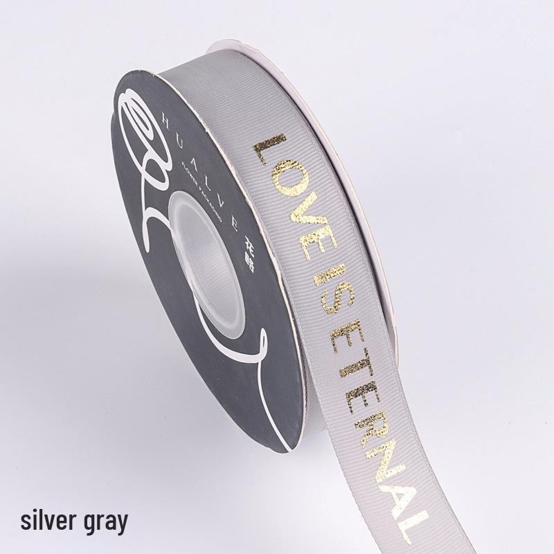Gold-stamped Polyester Gift Ribbon Bow for Cakes & Floral Packaging