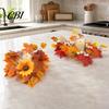 Pillar Candle Holder Autumn Fall Rings Wreaths, Artificial Maple Leaf Ring for Berry And Pumpkin Decor Holder, Thanksgiving Halloween Home Party Table