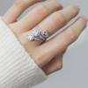 Elegant Sterling Silver Zircon Open Ring for Women