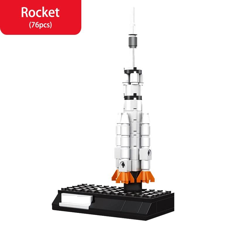 4 Style Spaceship Satellite Space Shuttle Lunar Rover Rocket Model Toys for Children  Kids Gifts City Buidling Blocks Toy