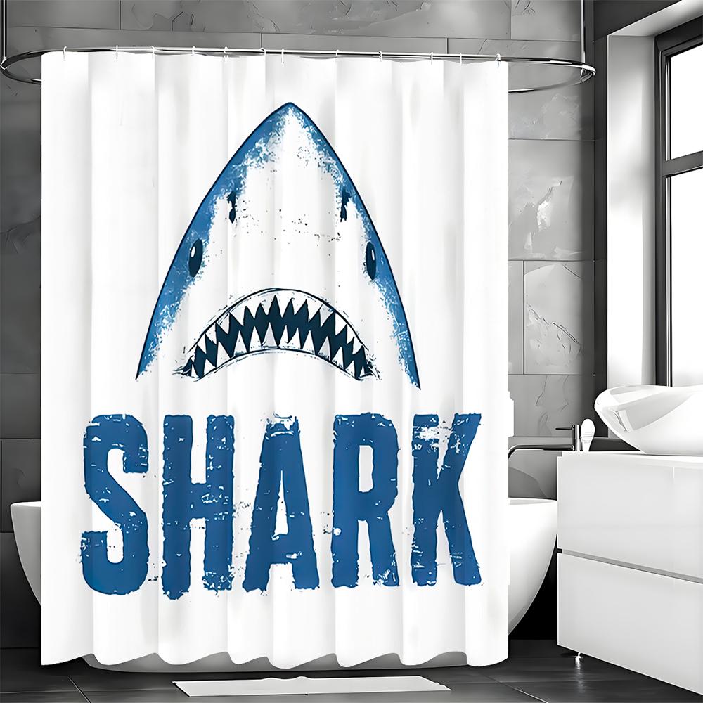 Shark Shower Curtain, Bathroom Decorative Shower Curtain, Waterproof Shower Curtain with Hooks
