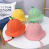 Cute Baby Bucket Hat With Sprout Spring Summer Children  Drawstring Fisherman Hat Solid Color Boys Girls Beach Panama Sun Cap