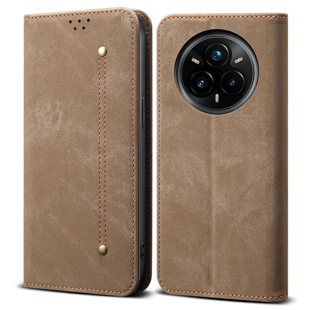 For Realme 14 Pro+ 5G Case Jeans Cloth Texture Anti-Scratch Leather Stand Phone Cover