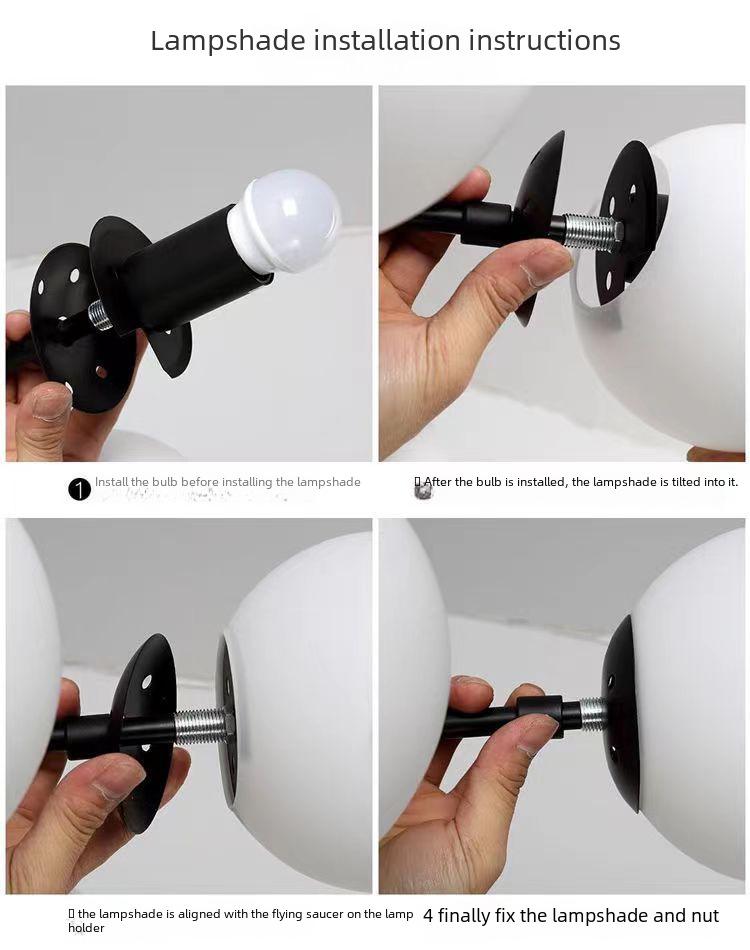 Magic Bean Milky White Glass Ceiling Lamp Shade for Restaurants and Living Rooms Chandelier