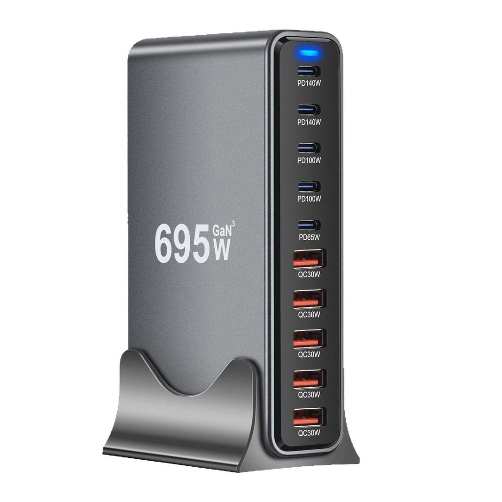 800W Gallium Nitride Desktop Charger – 10-Port Australian Standard PD Fast Charger with 765W Multifunctional Output.
