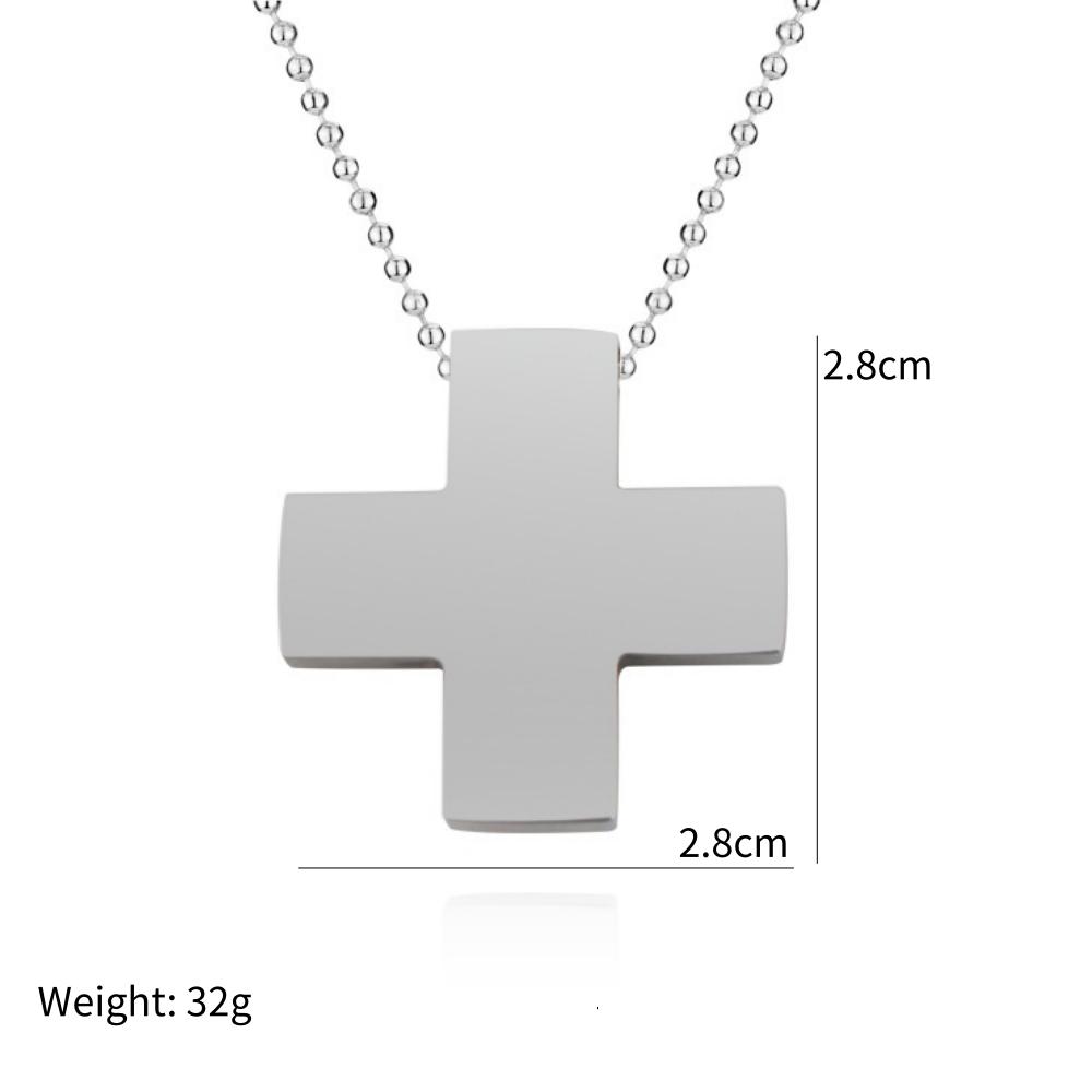 

Women s Stainless Steel Cross Pendant Necklace Anime Role-Playing Jewelry Bead Chain Amulet Popular New Design 50cm серебряный