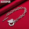 925 Sterling Silver TO Clasp Heart Pendant Bracelet Jewelry