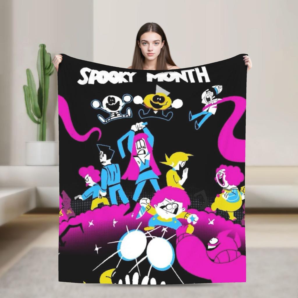 Spooky Month Blanket Quality Warm Soft  Throw Blanket Autumn Decorative Couch Chair Sofa Bed Fluffy Bedspread