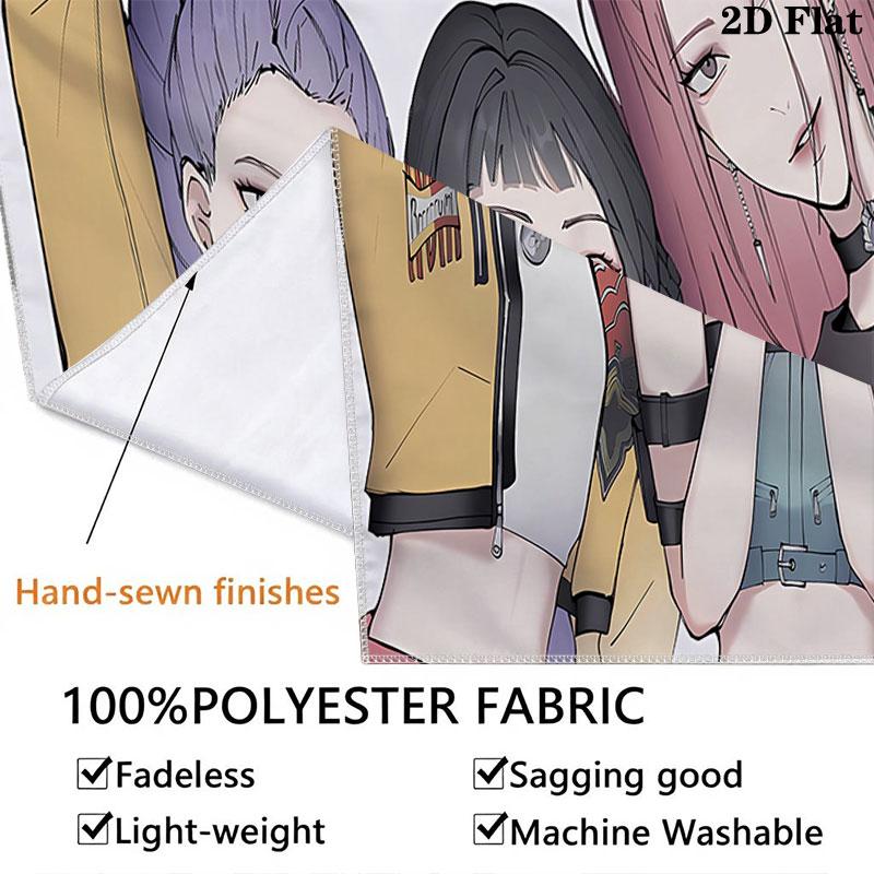 Tapisserie Demon Hunters Kpop Accroche Murale Esthétique Couverture en Tissu Imprimé Tapisseries Décoratives Pour Chambre Salon Décoration de Maison