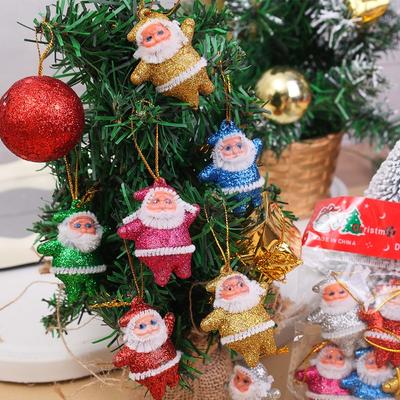 Mini Santa Claus Ornaments Miniature Plastic Xmas Tree Hanging Pendants New Year Holiday Party Home Decoration Kids Gifts Toys