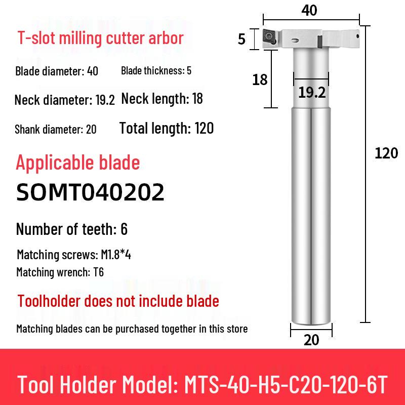 CNC T-Slot Milling Cutter with HTS Three-Sided Blade, Shank Thickness: 6, 8, 10, 12 Mm