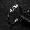Hand-woven Double-layer Leather Bracelet, Skull Ghost Head Men's Titanium Steel Bracelet