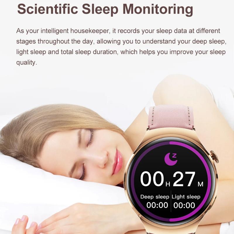 2025 Ny Dame Mote Smartklokke Kvinner AMOLED HD-skjerm GPS Puls Bluetooth-anrop Vanntett Utendørs Smartklokke for Xiaomi