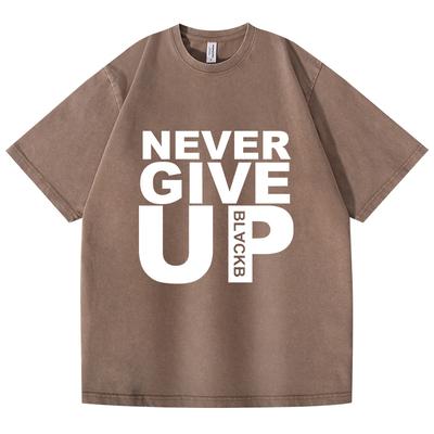 Women's High-quality Casual Fitness Street T-shirt Soft Autumn Winter Tracksuit Never Give Up Print Tops Cotton T-shirt Quality Male Pullovers