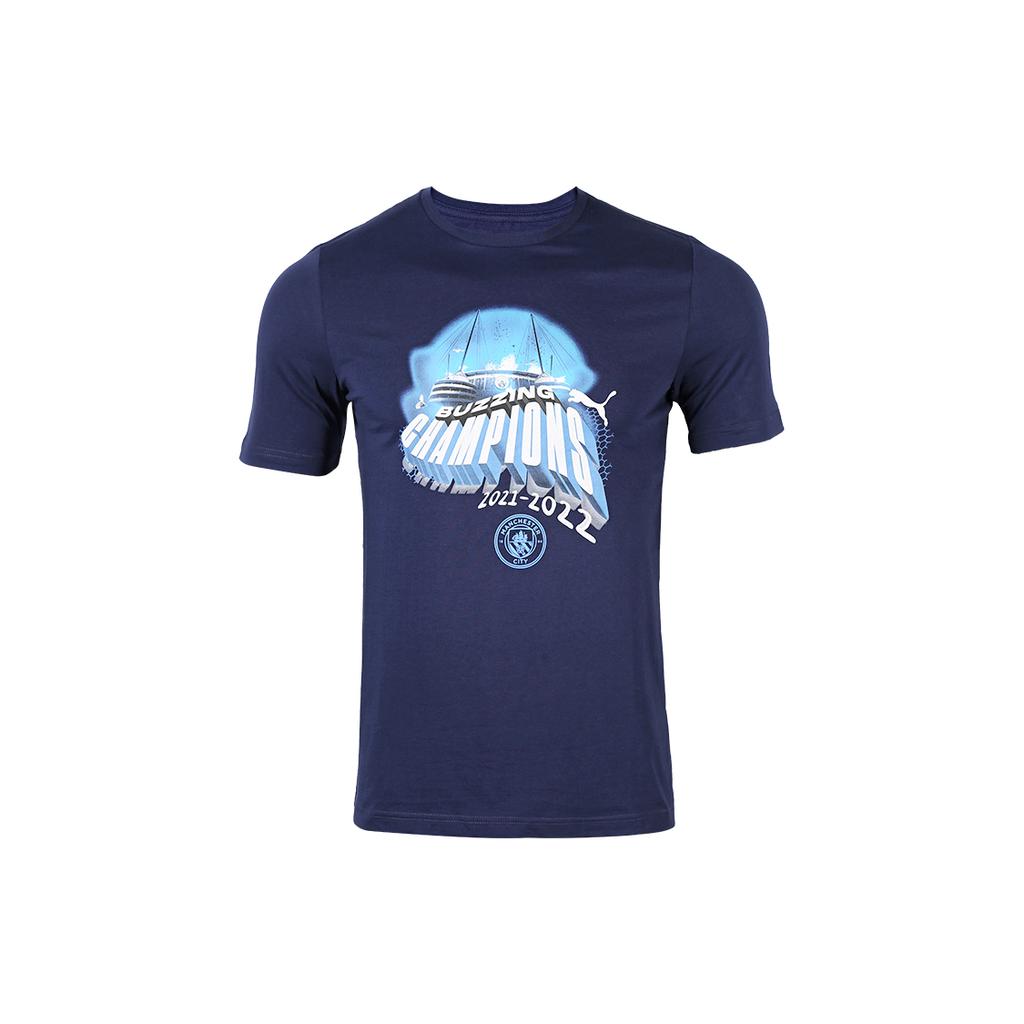 PUMA T Shirts Men's Marine Blue Crew Neck Moderate Straight Fit 773778-01
