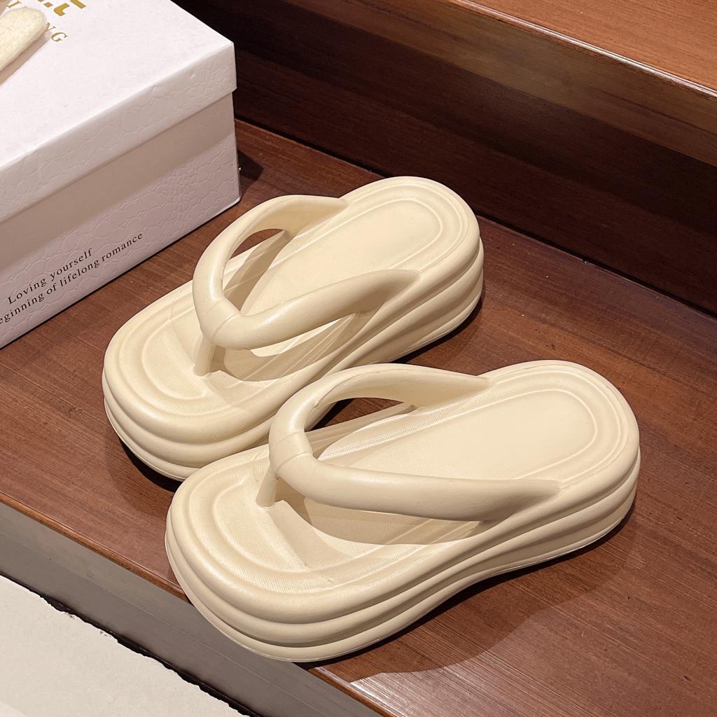 Ma'am Flip Flops Summer Soft Sole Slippers for Ma'am Outdoor Casual Beach Shoes Home Non-slip Heightened Slippers