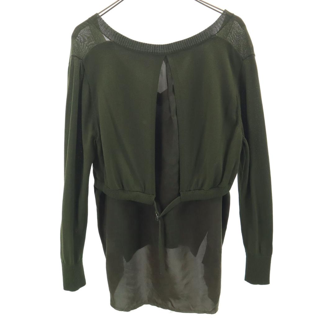 DIESEL Long sleeve V-neck Layered knit M khaki Women Used