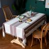 Nordic Striped Tablecloth Fabric Cotton And Linen Party Fringed Flower Festival Solid Color Amazon Table Mat Tablecloth