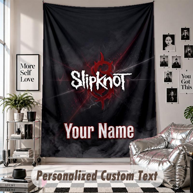 Wall Hanging Tapestry With Custom Name & Text, Slipknot Decorative Tapestry For Bedroom