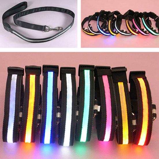 Mode LED Hund Haustier Nacht Sicherheits Halsband Blinkend Leuchtend Nylon Halsband Band