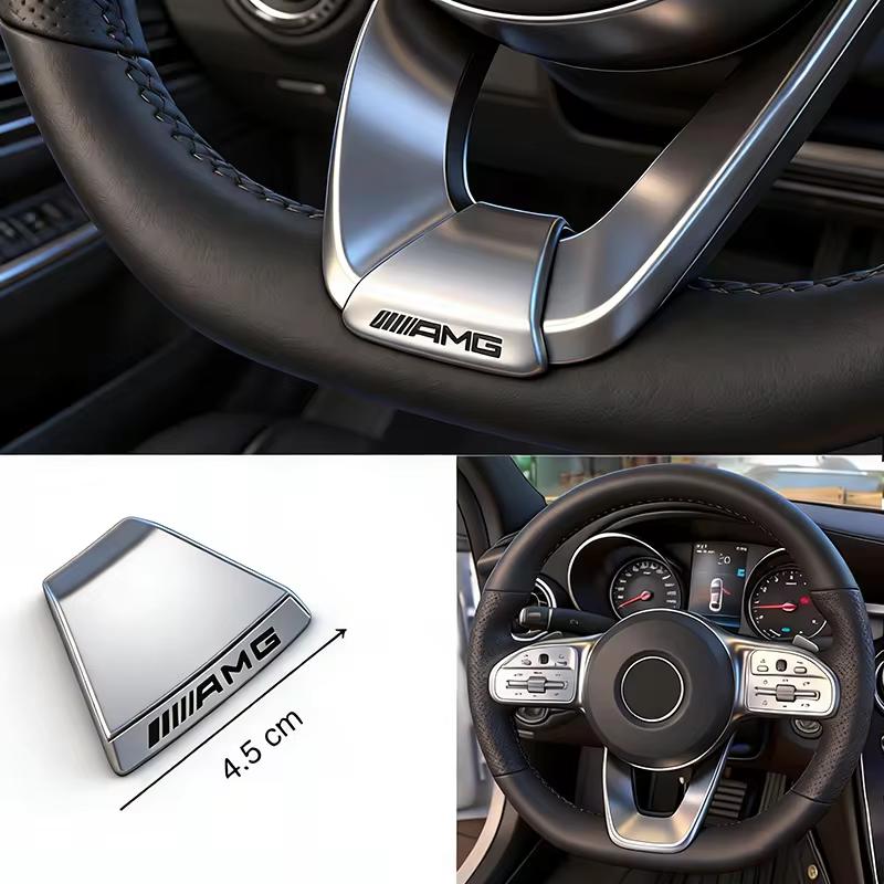 

1Pcs 3D aluminum Alloy Badge Car Steering Wheel Sticker Decals Accessories For Mercedes Benz AMG W205 W204 W206 W213 W212 W211 W