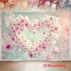 2D Heart-Shaped Pink Flower Backdrop Romantic Floral Background for Wedding Photography